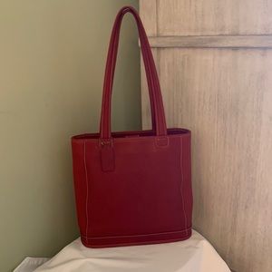 Coach red leather shoulder bag